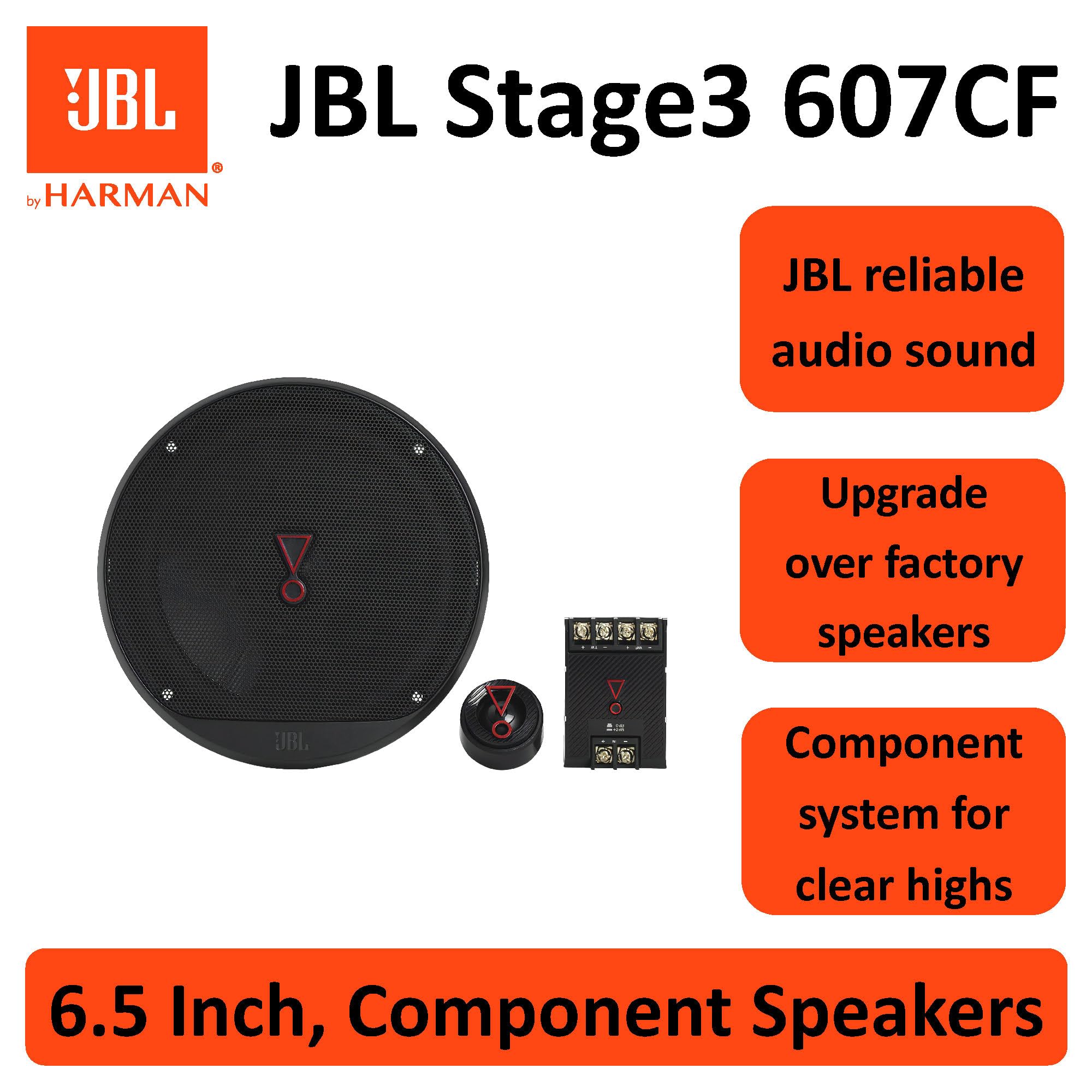 ショコページ JBL Stage3 607CF 2 yollu araç ses sistemi – 250 Watt bileşen JBL